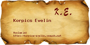 Korpics Evelin névjegykártya